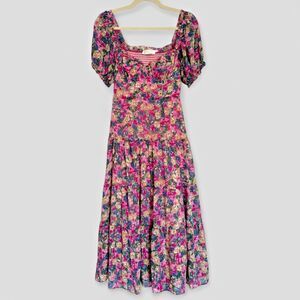 ASTR the label Dress Floral Smocked Pink Puff Sleeve Lined Size Women’s Sm